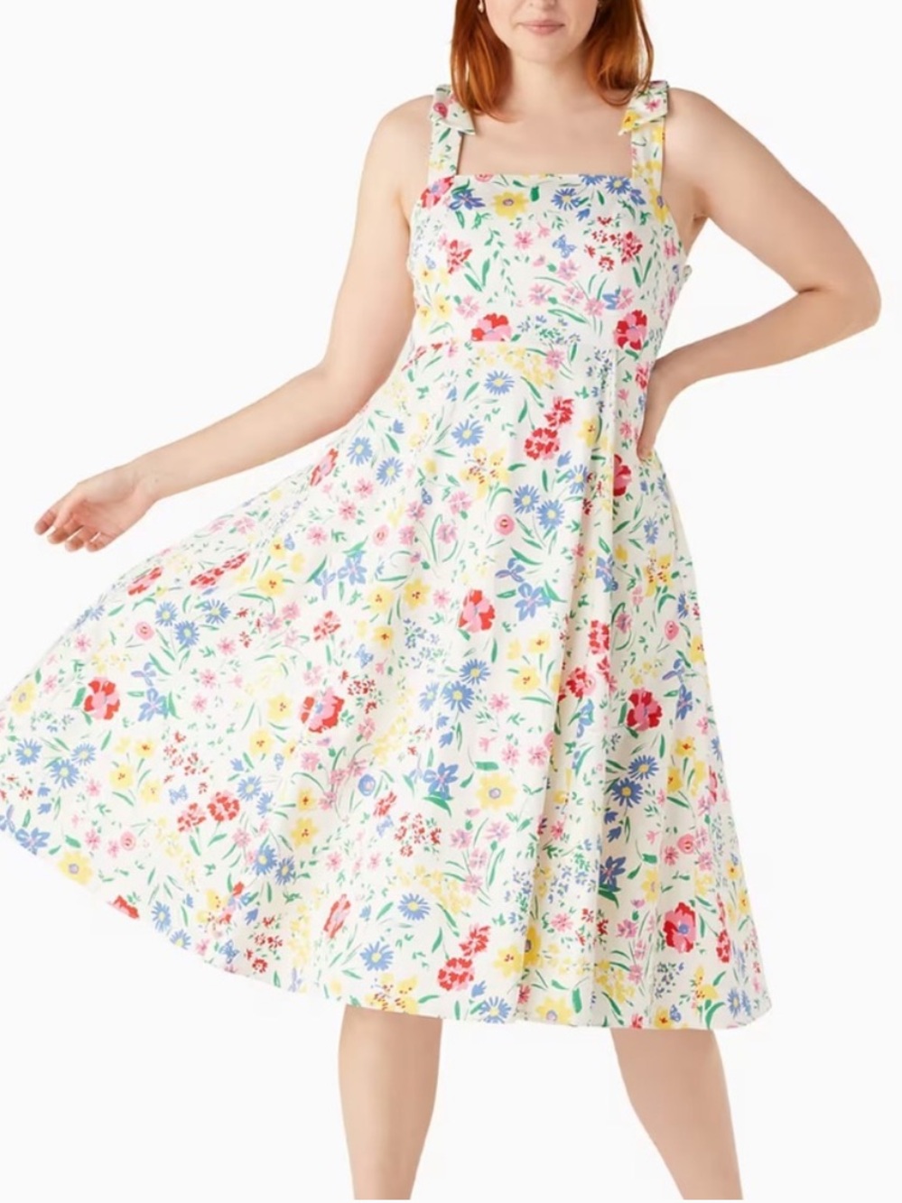 Kate Spade White Floral Midi Dress Size 12